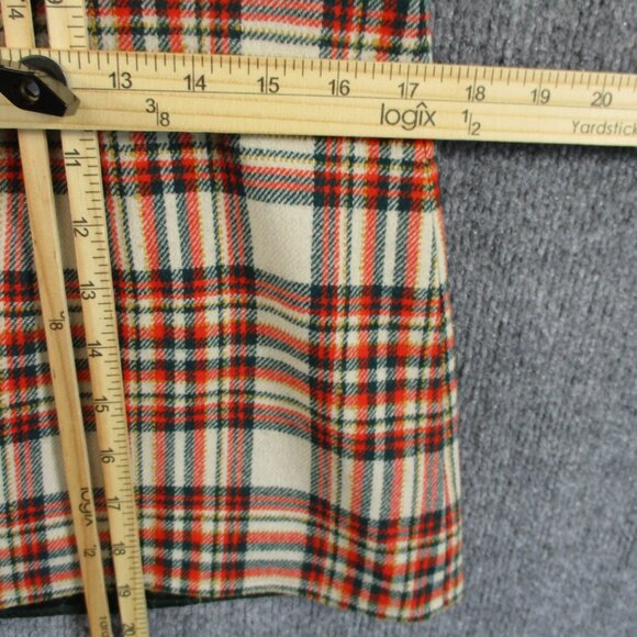 VINTAGE Pendleton Vest Womens 11 12 Orange Green Plaid Wool USA Made 70s Jrs - Picture 11 of 12